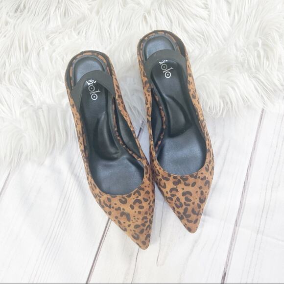 Golo Women's Carly Suede Leopard Slingback Pointed Toe Pump In Brown Size 9.5 - Picture 2 of 6